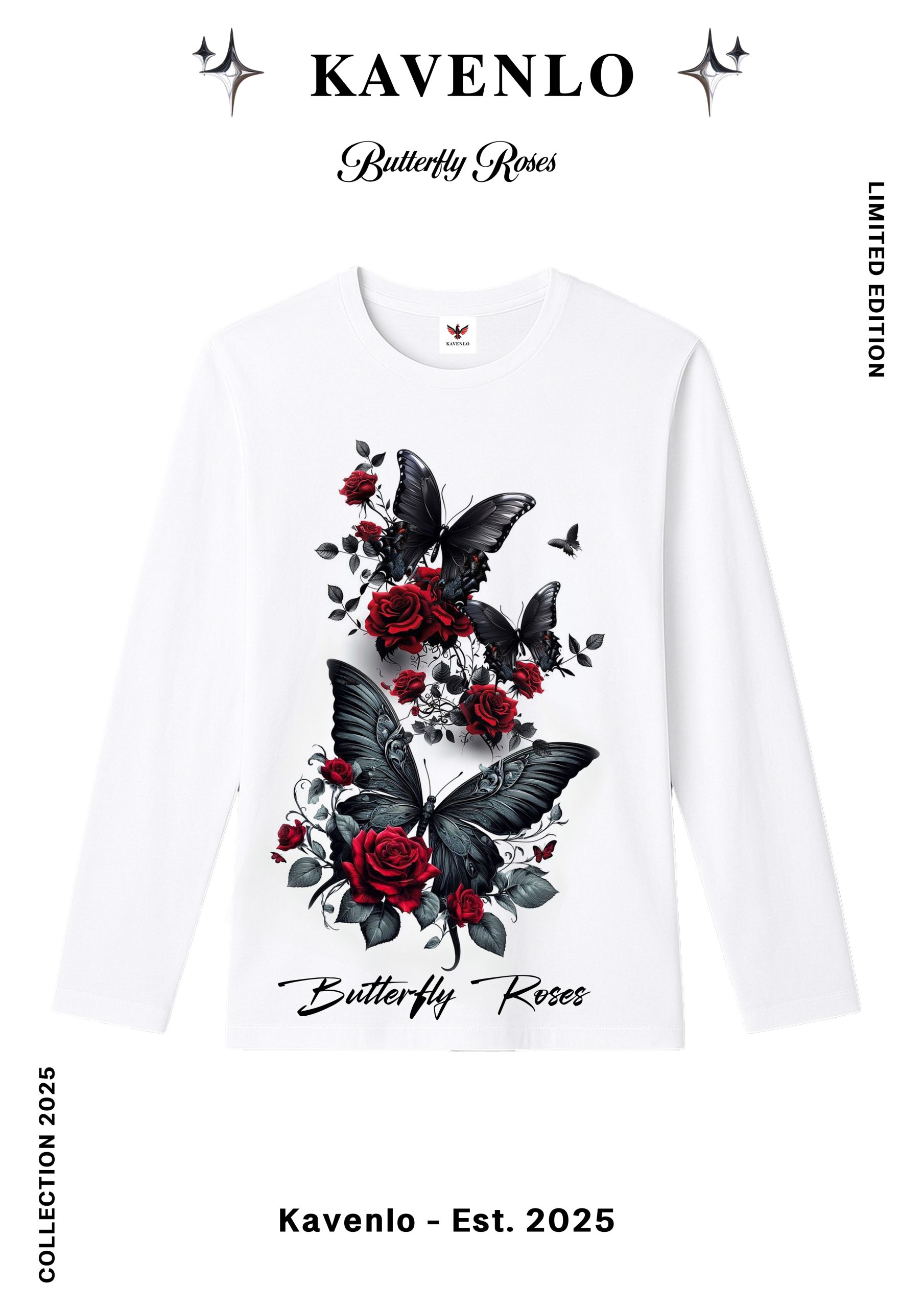 Long Sleeve T-shirt – Butterfly Roses