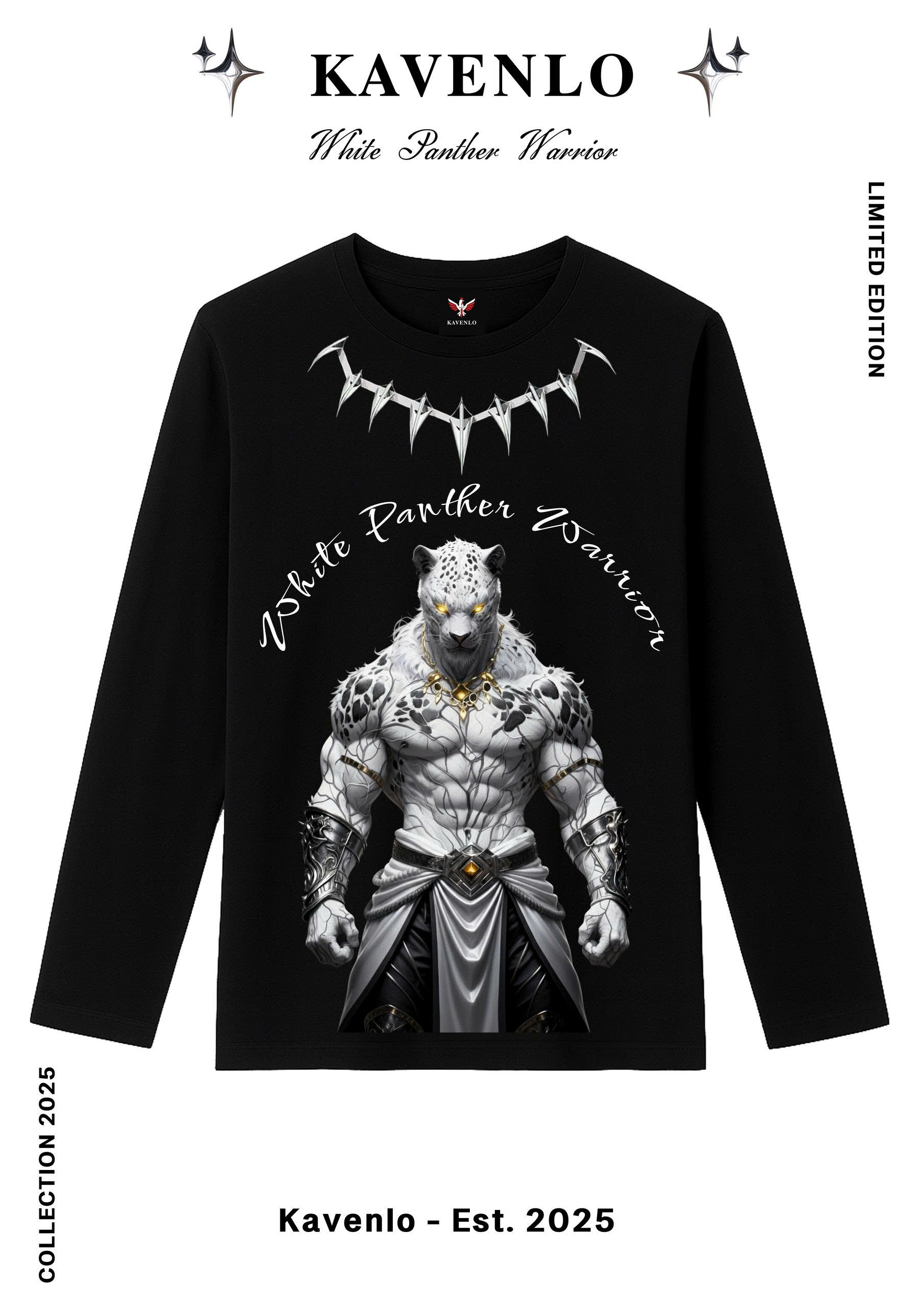 Long Sleeve T-shirt – White Panther Warrior